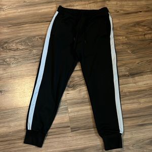 Men Black Joggers with White Stripe Size M